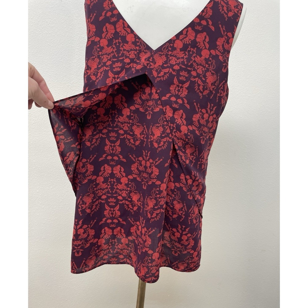 Cabi Split Layered  Tunic Sleeveless Summer Blouse Size Med Red & Plum